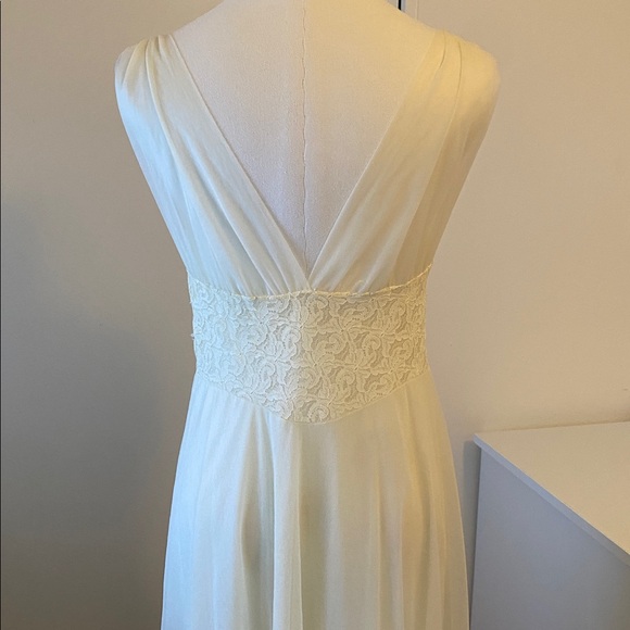 Vintage Sheer Cream Chiffon Full Length Chemise Gown Size Small - Picture 8 of 14